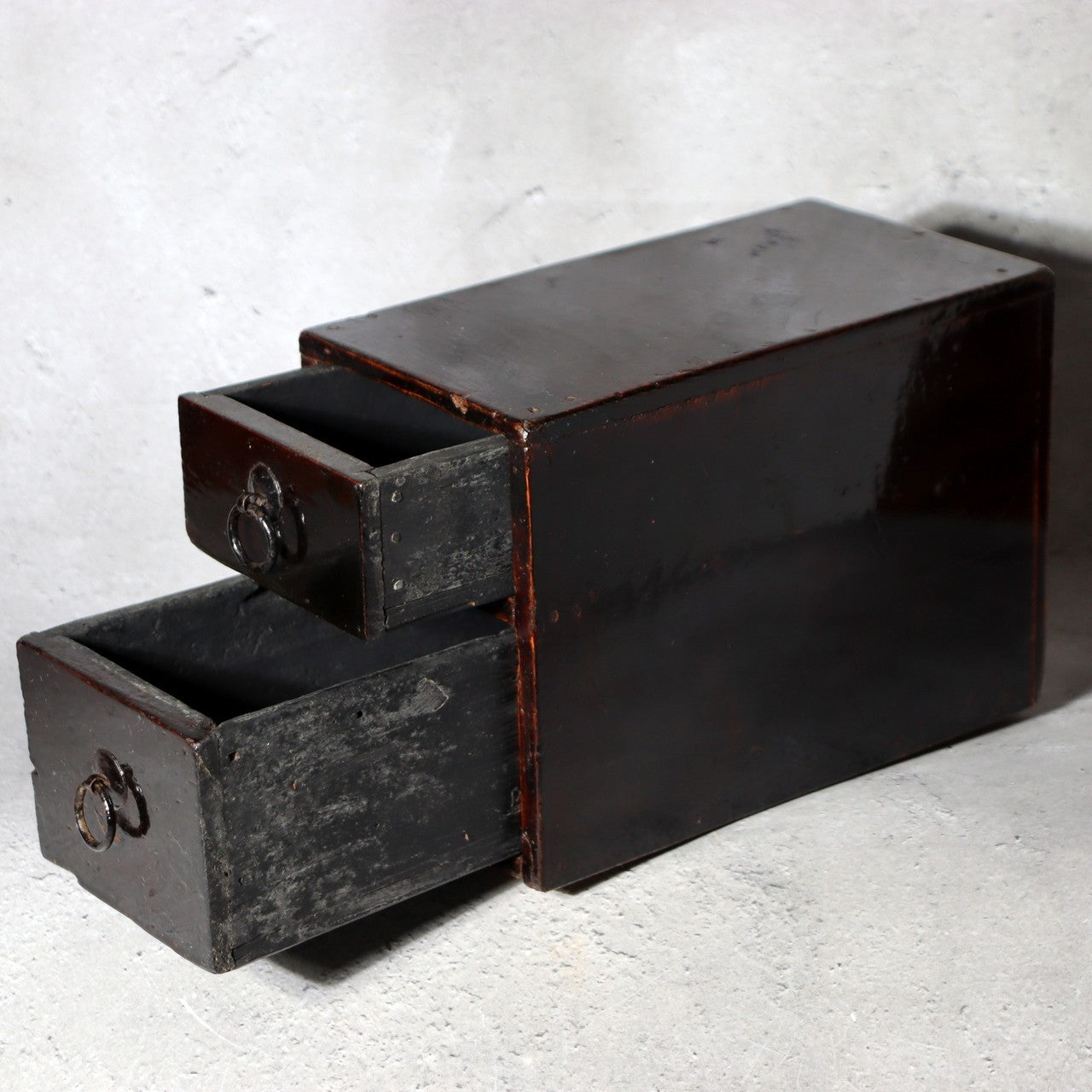 Antique Japanese Lacquer Drawer Box - Natural Urushi Bakumatsu Meiji Era WO5824