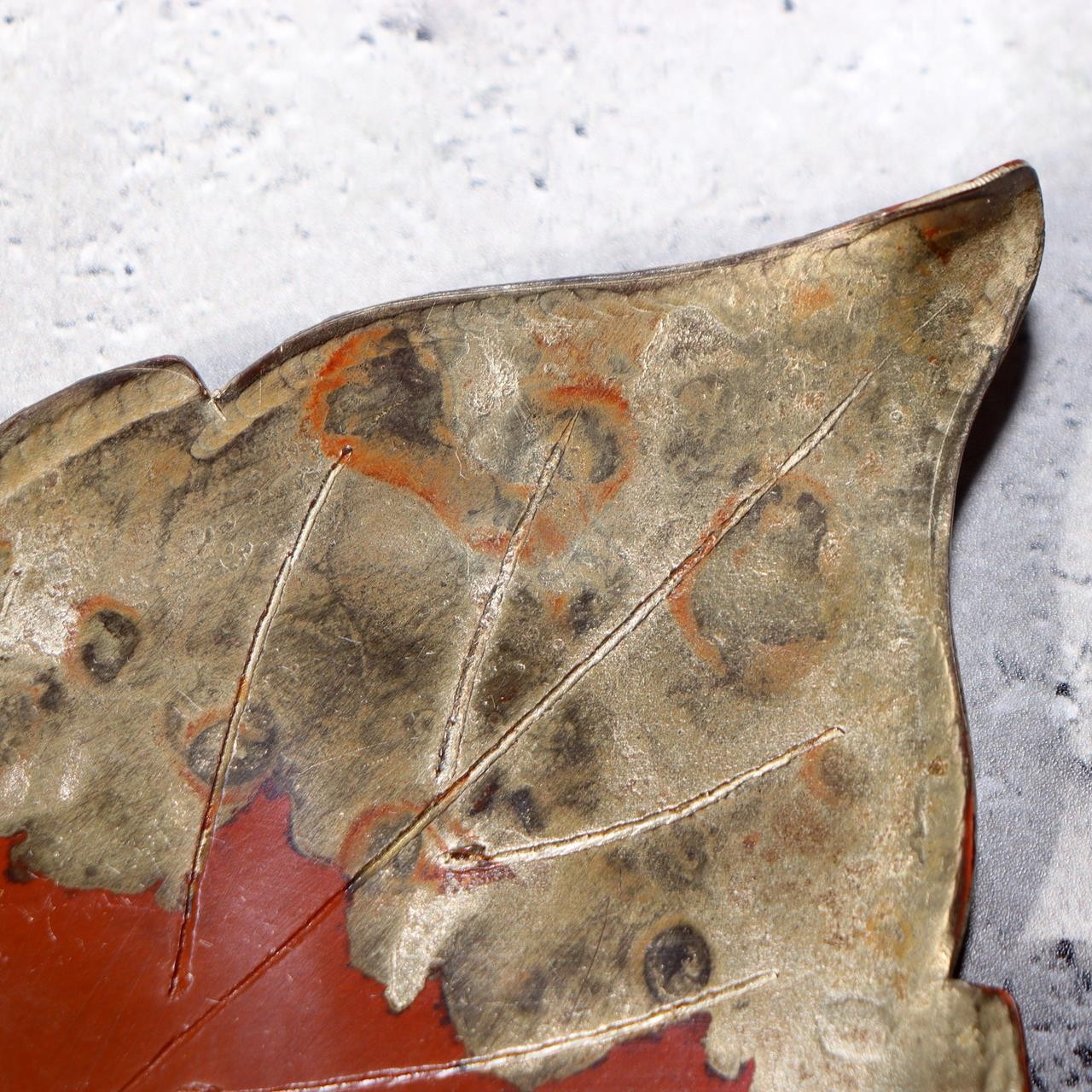 Japanese Bronze Silver Leaf Plates by Yoshimitsu Nishimura Takaoka doki w box5