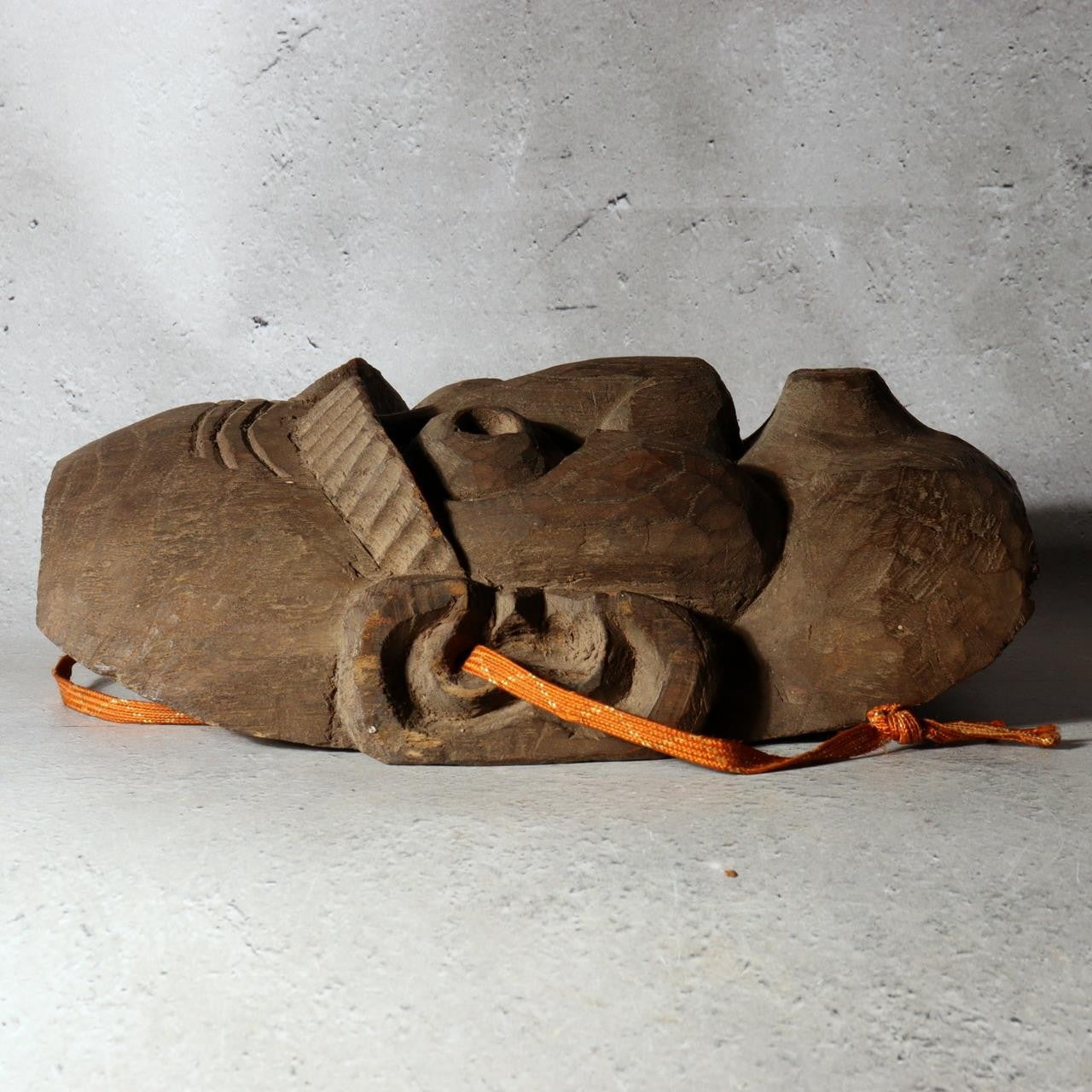 Japanese Antique Wood Carved Mask Usobuki Hyottoko Kyogen Folk Art 23cm8