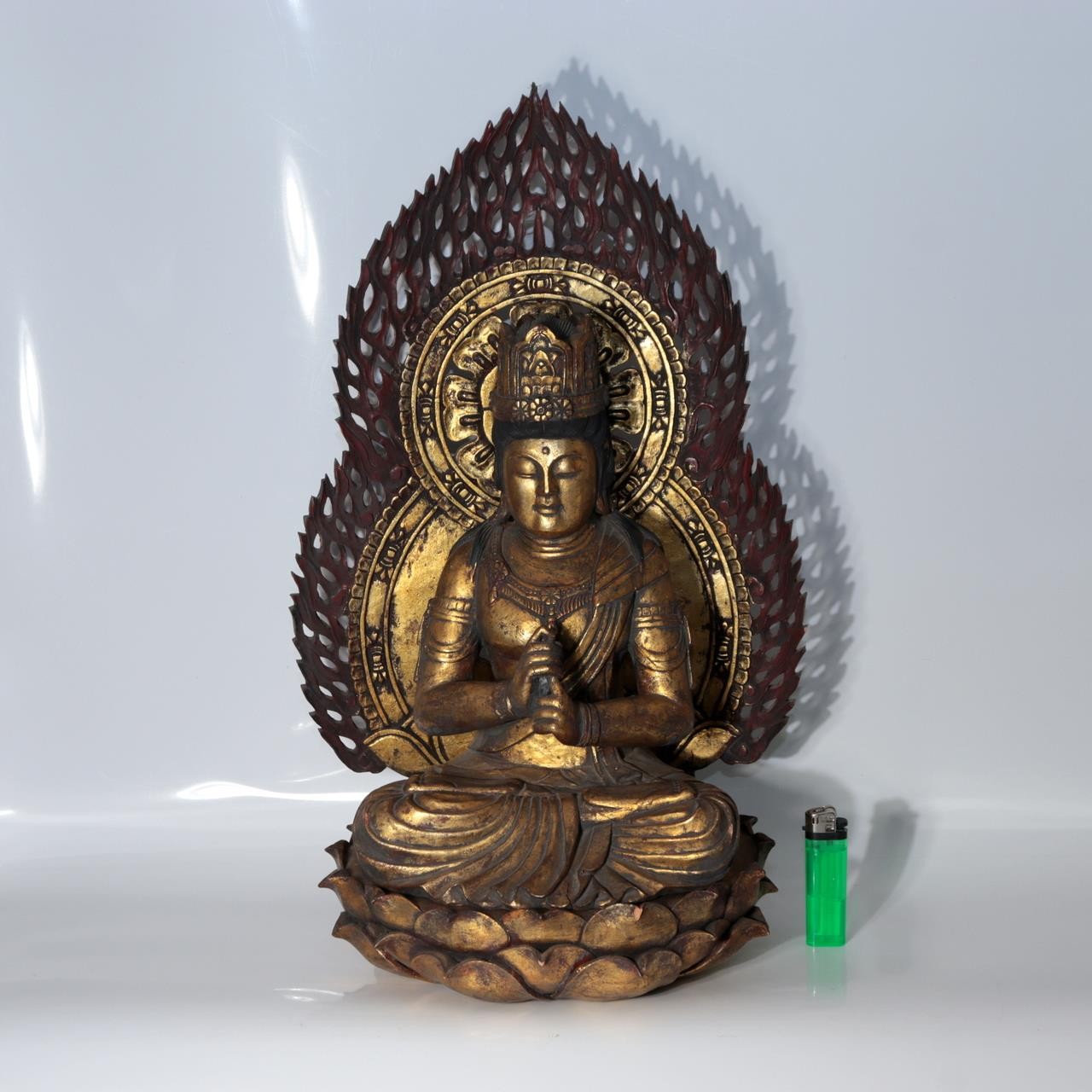 Antique / Vintage Japanese Wooden Dainichi Nyorai Buddha Statue Circa 1900-1940s0