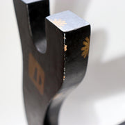Japanese Black Lacquer Sword Stand - Maki-e Tsuba & Inaba Clan Crest SWR36114