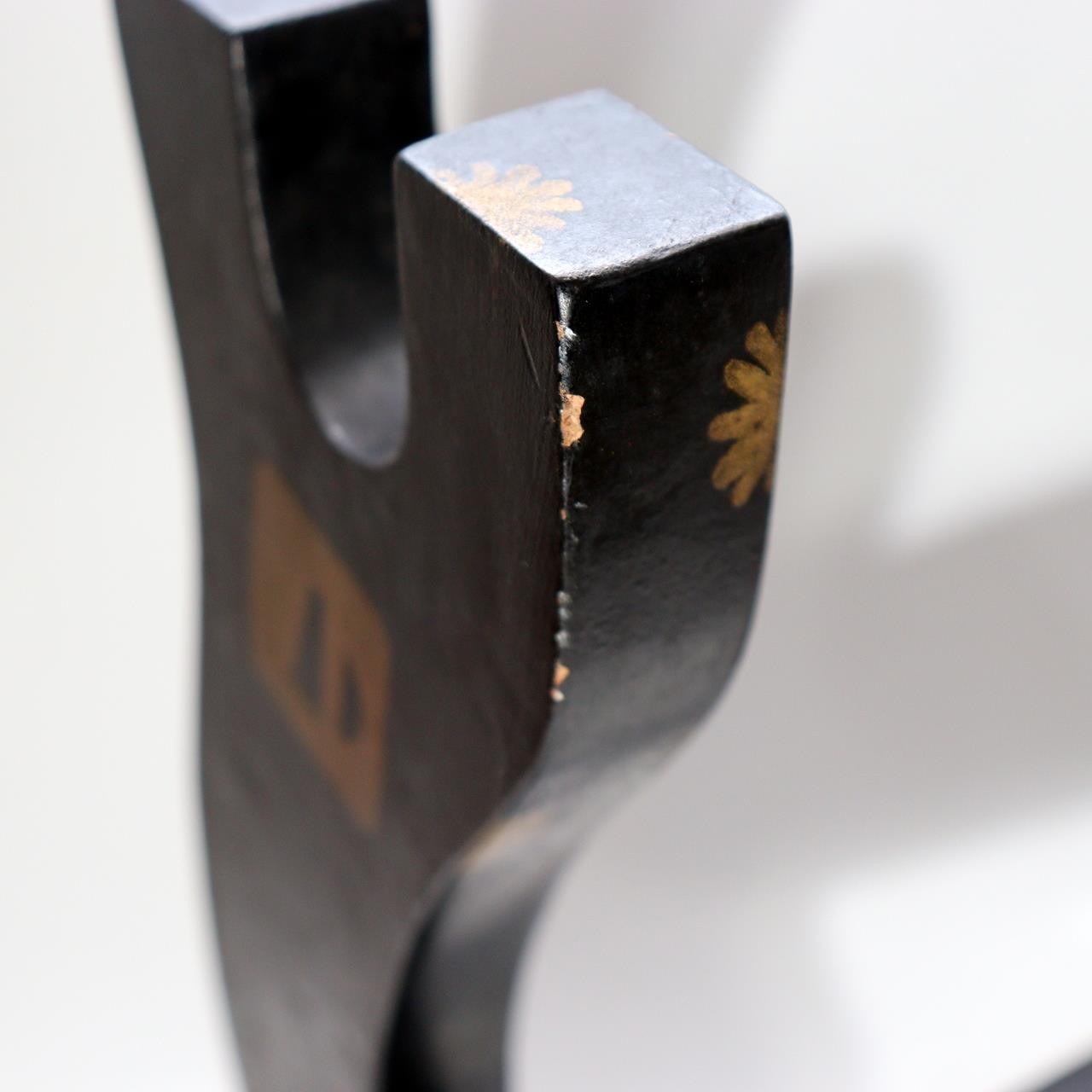 Japanese Black Lacquer Sword Stand - Maki-e Tsuba & Inaba Clan Crest SWR36114