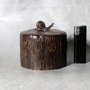 Vintage Japanese Takaoka Cast Bronze Vase Tree Stump Snail Getsuho3