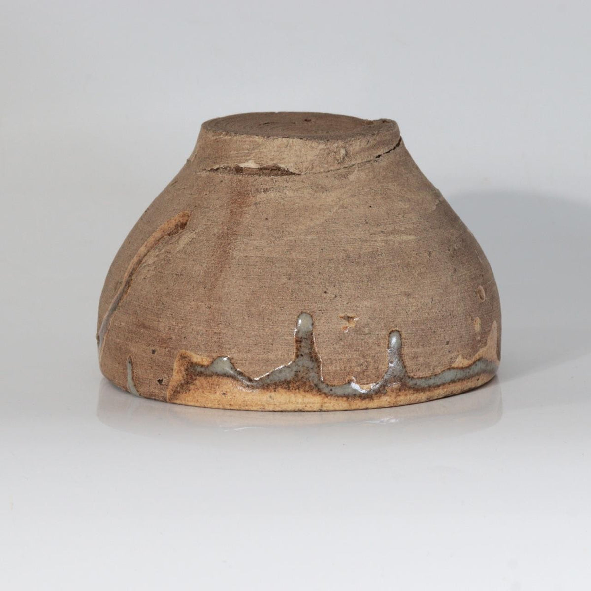 Antique Japanese Edo Period Mino Ware Chawan Tea Bowl Partial Ash Glaze PCP3227