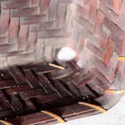 Vintage Japanese Bamboo Woven Rectangular Box Set of 2 Geometric Pattern Basket14