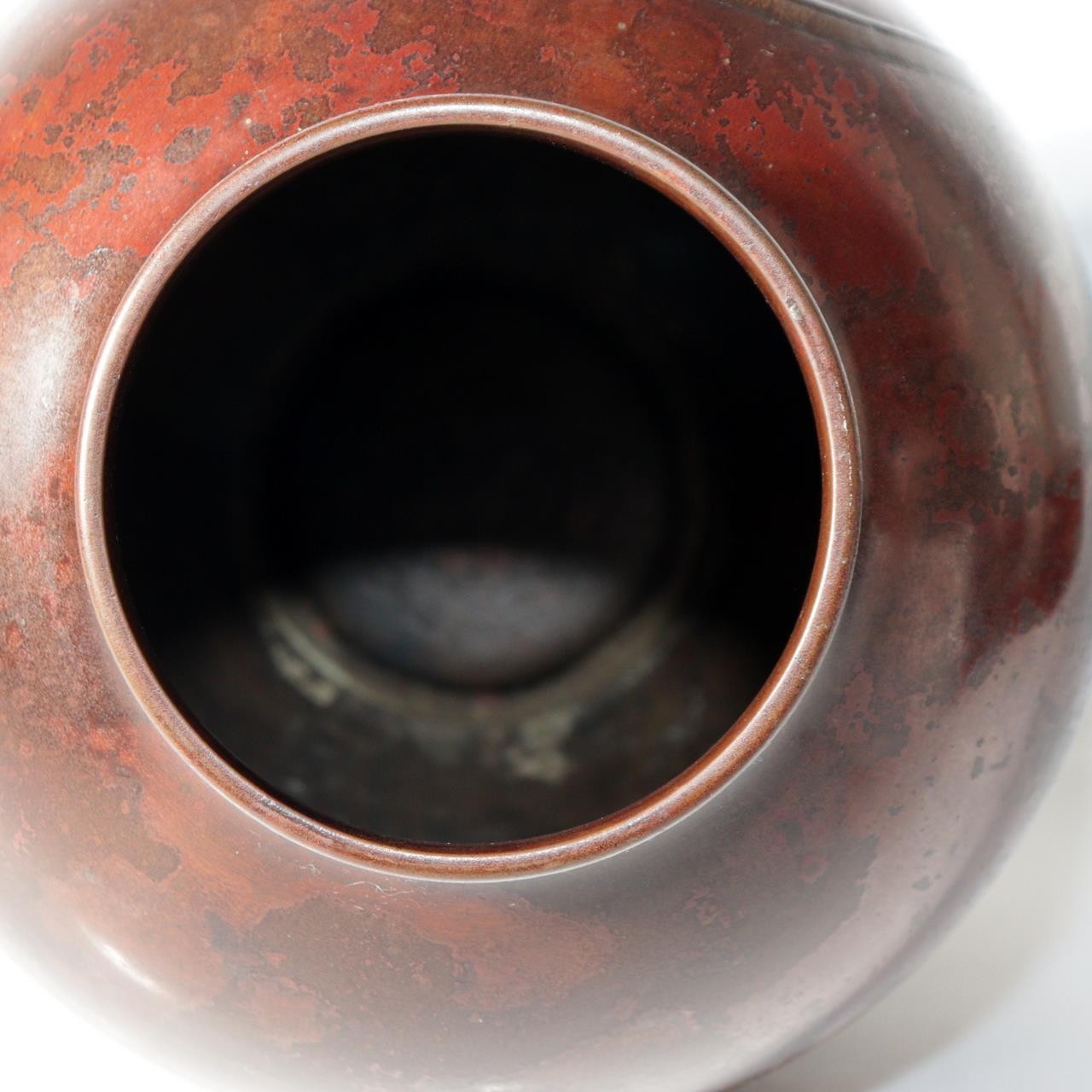 Vintage Japanese Copper Vase Silver Inlay Angelfish Motif Bronze BV7858