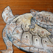 Japanese Antique 15 inches Ema Votive Tablet Wood Minogame Turtle Temple Shinto2