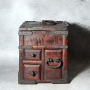 Antique Japanese Kake-Suzuri Keyaki Wood Calligraphy Writing Box Iron Hardware2