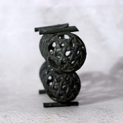 Japanese Bronze Jakago River Basket Flower Holder - Ikebana Suiban Tenpai14