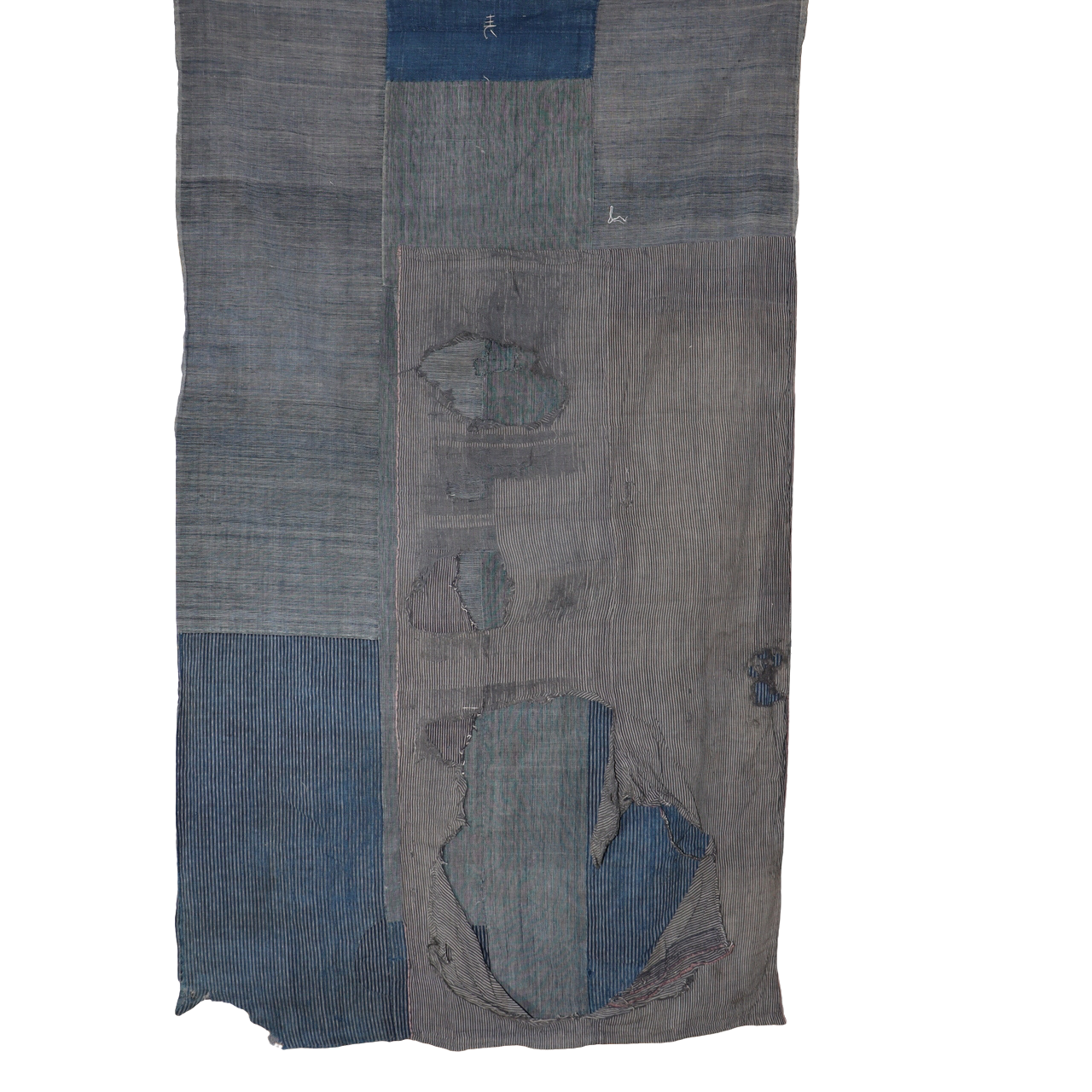 Antique Japanese Boro Indigo Fabric Patchwork Ranru Cotton Textile Rug BRKW1610
