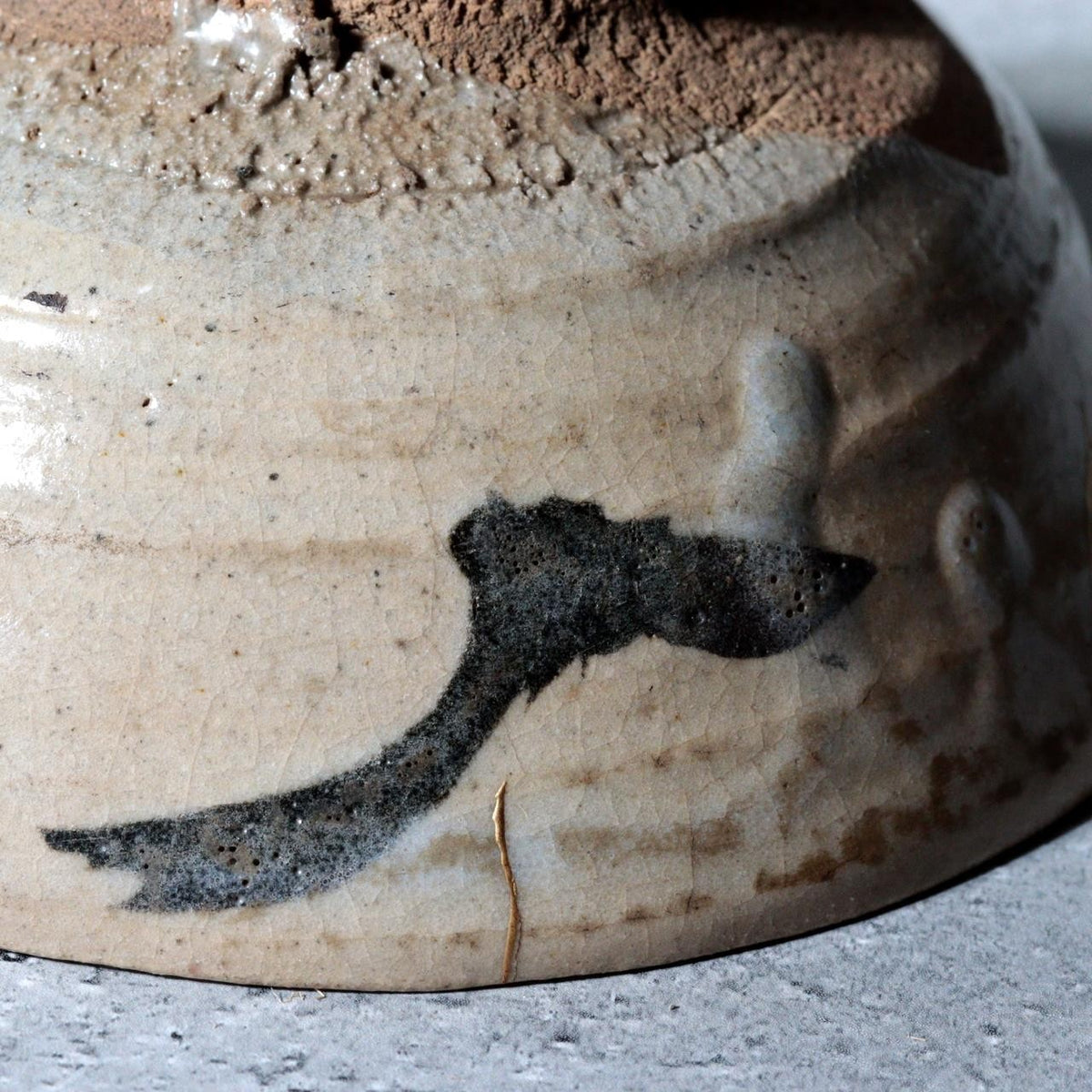Antique Japanese E-Karatsu Chawan Tea Bowl Edo Period Kintsugi Repair Wooden Box13