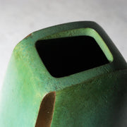 Vintage Japanese Bronze Vase Hassho Neya Churyoku Green Patina with Daiza20