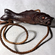 Antique Japanese Jizai-kagi Hearth Hook Slender Eel/Carp Wood Carving Movable2