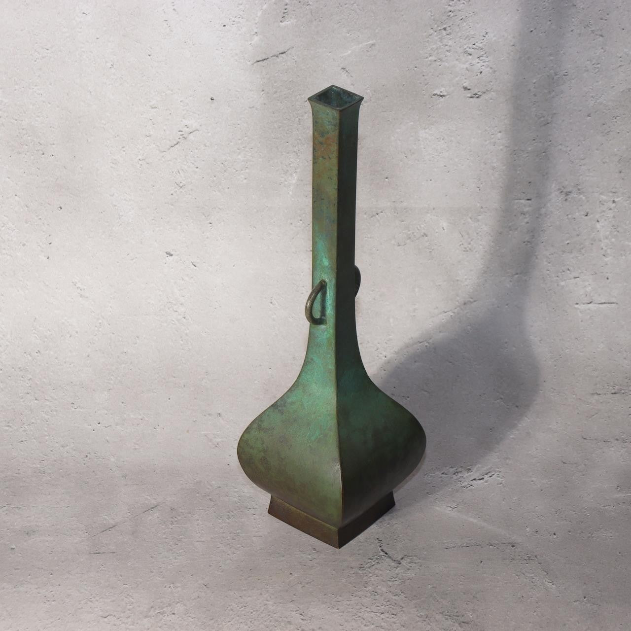 Japanese Bronze Flower Vase Ichinose Soushin Tea Ceremony Ikebana Kodo Box BV7122