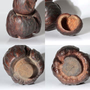 Vintage Japanese Natural Wood Root Carving Owl Figure Okimono WO6658