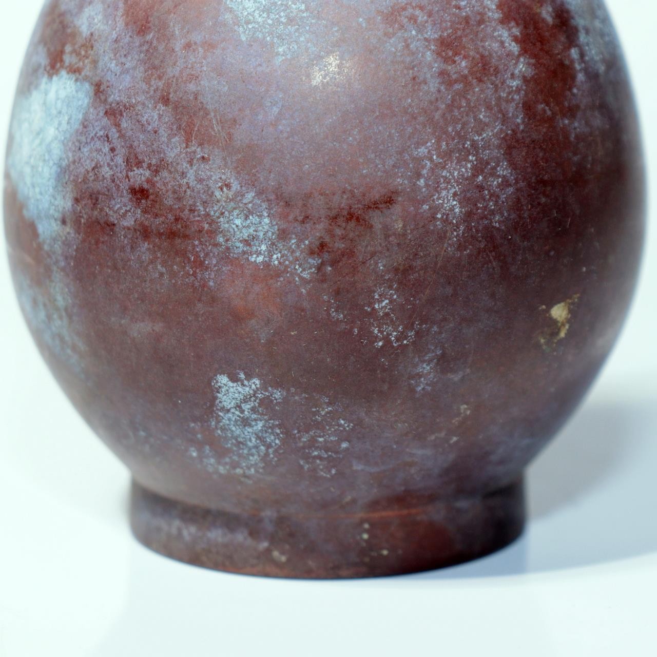 Japanese Vintage Bronze Tsurukubi Flower Vase Long Neck Green Patina Finish10