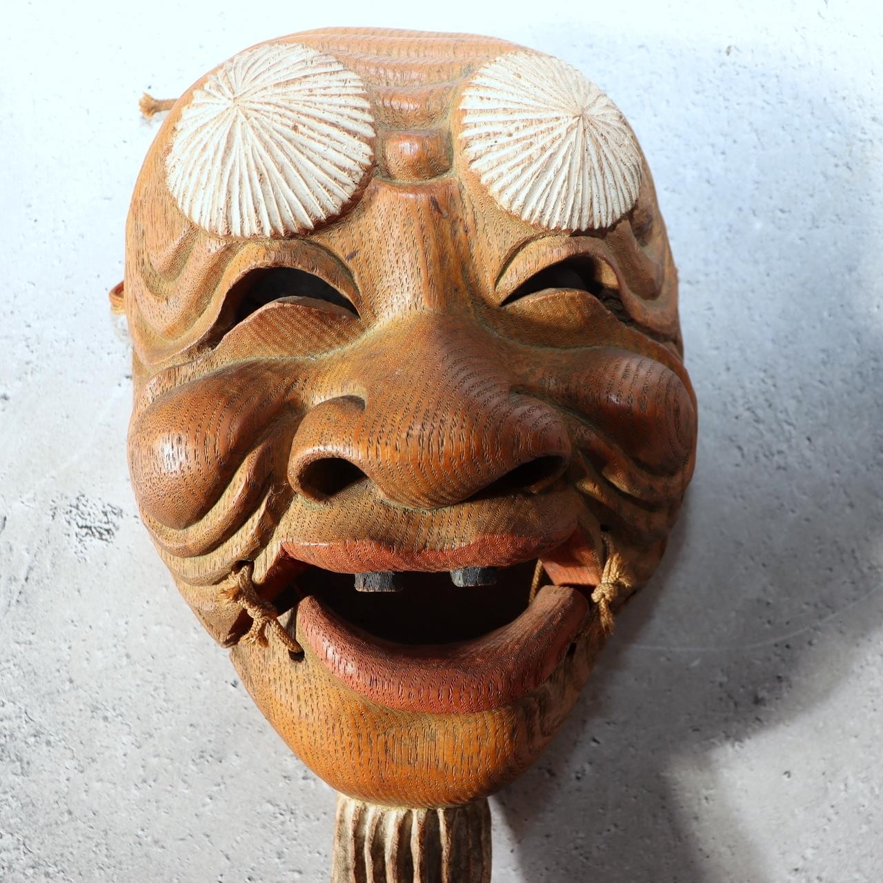 Vintage 1937 Japanese Wood Carved Noh Mask Okina Ise Shinen Shinmen Kagura12