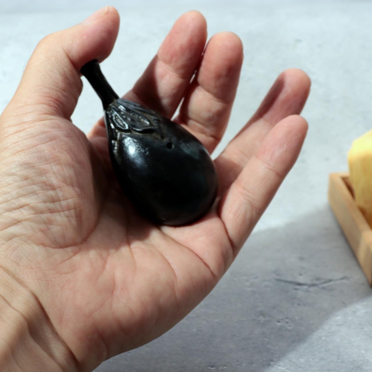 Vintage Takaoka Copperware Bronze Eggplant Water Dropper Vegetable Figurine BV761