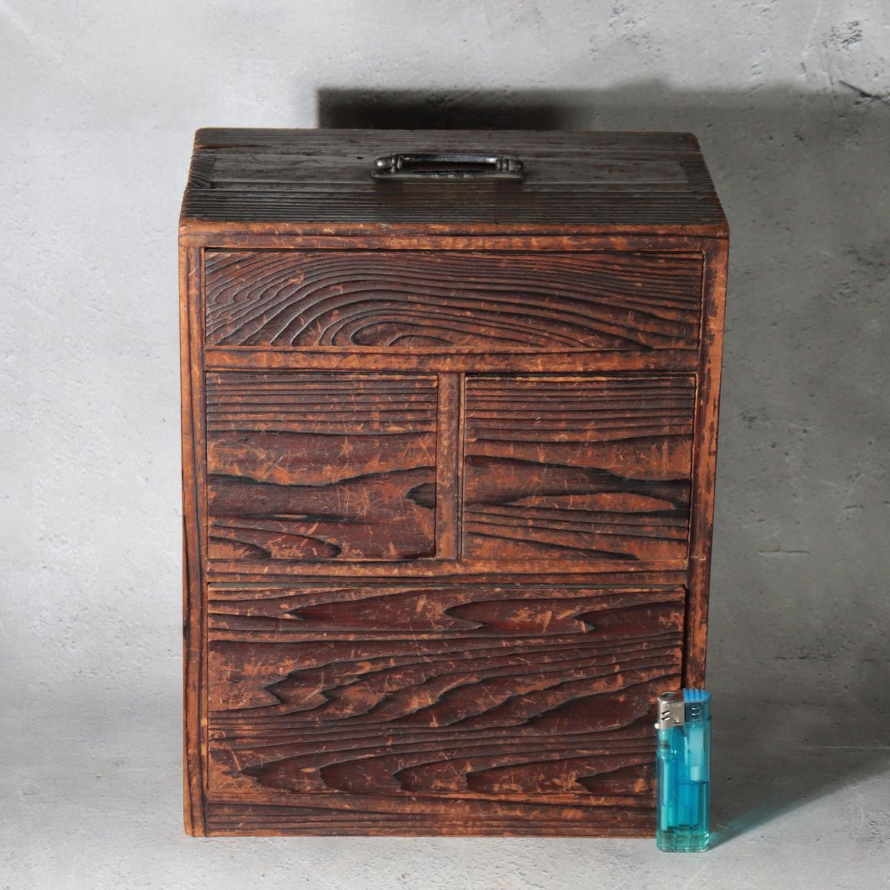 Antique Japanese Merchant Security Drawer Chest Late Edo Nanako Handle WO6273