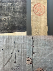 Late Edo Japanese Boro Nobori Flag Samurai Hand Painted Hemp BRKW17310