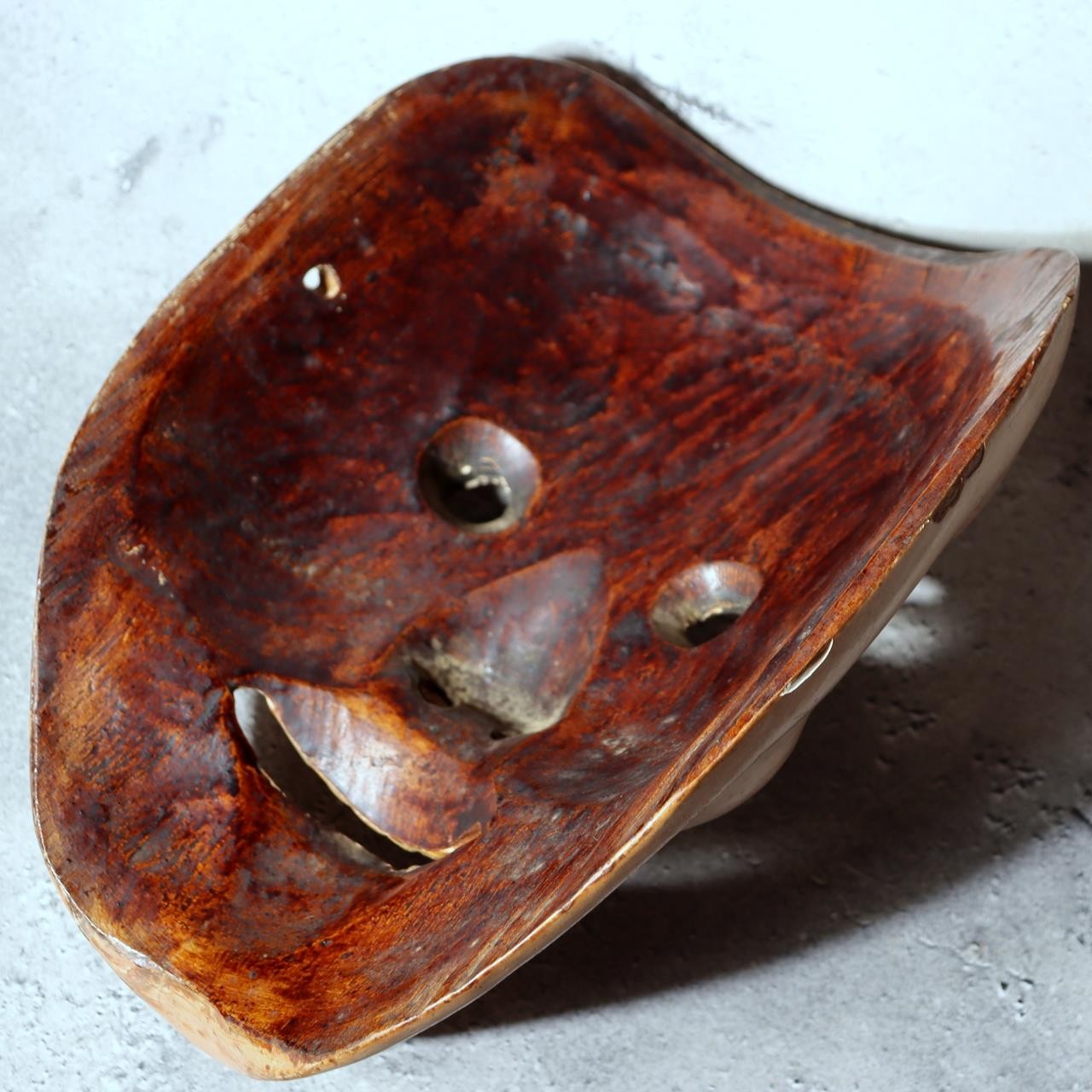 Japanese Wooden Noh Mask Otobide Demon God Gold Eyes Kagura 21cm MSK52911