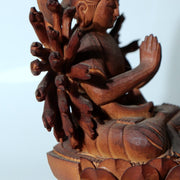 Vintage Japanese Wooden Carved Juichimen Senju Kannon Buddha Statue Glass Case8