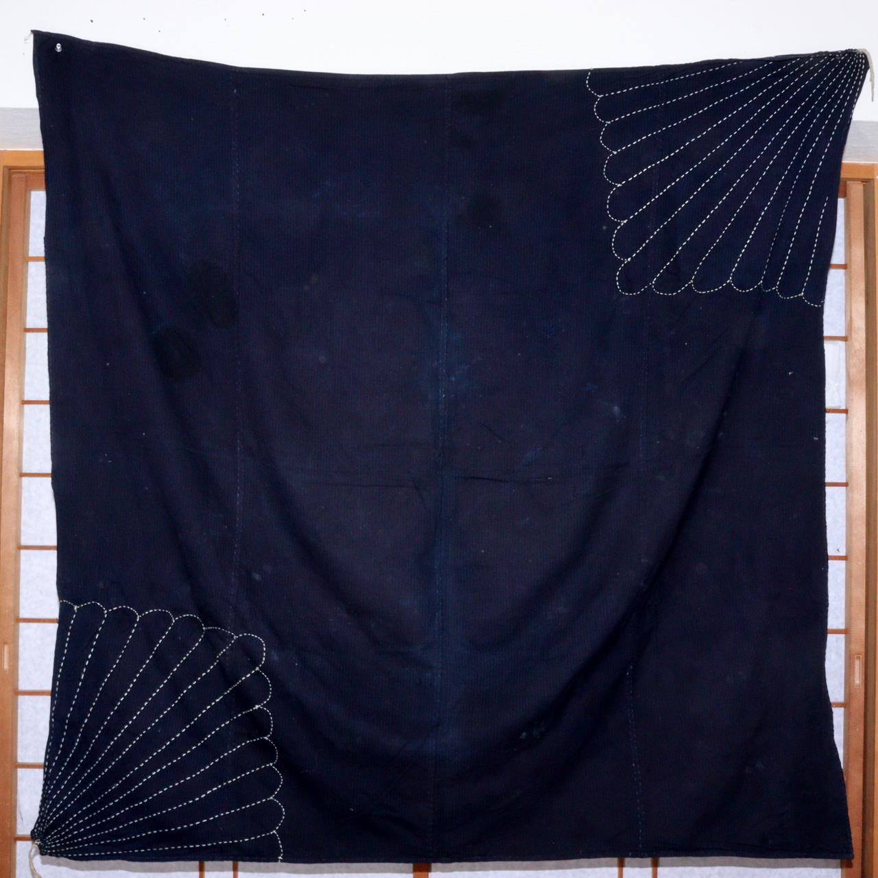 Japanese Fan patterm Vintage Sashiko Fabric Aizome Furoshiki embroidery Boro6