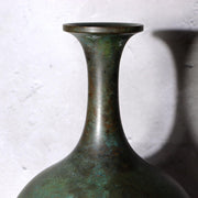 Takaoka Bronze Vase  Gousho Ancient Verdigris Patina Classic Trumpet Neck Japan4