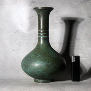 Vintage Japanese Takaoka Cast Bronze Vase Crane Neck by Zuiho Green Patina0