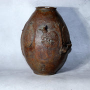 Large Japanese Master Bronze Vase by Hirai Shoho Cire Perdue Relief Fruit Motif4