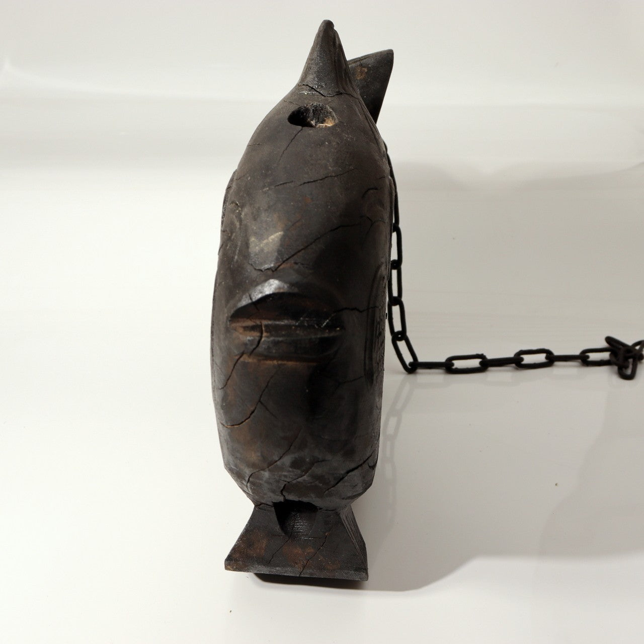 Japanese Wood Carved Tai Sea Bream Fish Jizaikagi Yokogi Hearth Hook WO54110