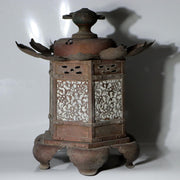 Japanese Kyoto Antique Bronze Lotus Temple Lantern Toro Buddhist Altar 33cm0