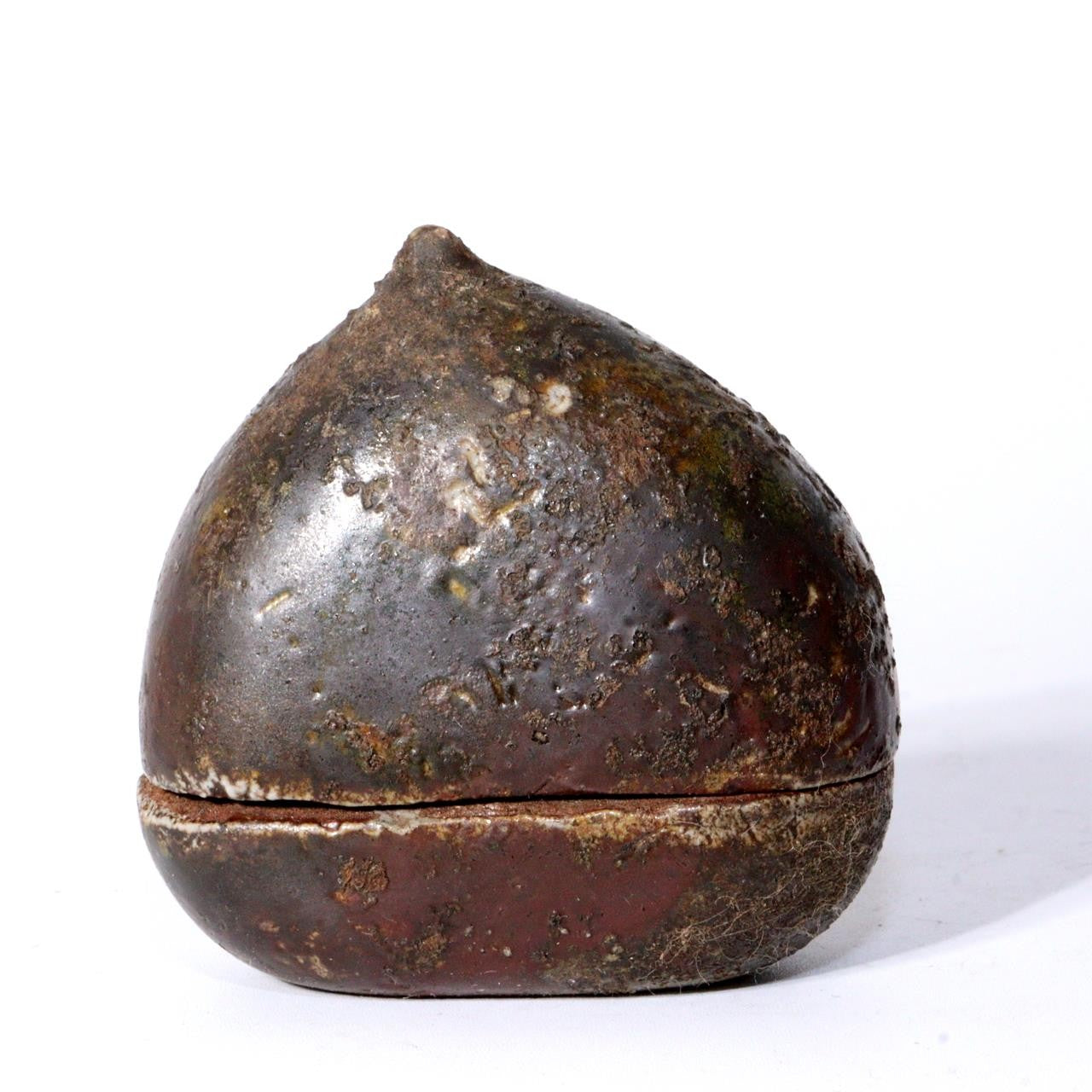 Japanese Bizen ware Kogo Incense container Chestnut pottery ceramic w box BW79