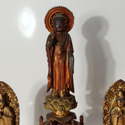 Japanese Vintage Amida Sanzon Buddhist Statue Set 3pc Gilt Wood 28.6cm Zen BT2449