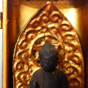 Antique Japanese Wood-Carved Standing Amida Nyorai Buddha Statue with Portable13