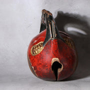 Antique Japanese Buddhist Mokugyo Temple Wood Block Drum Fish Motif Red 22cm2