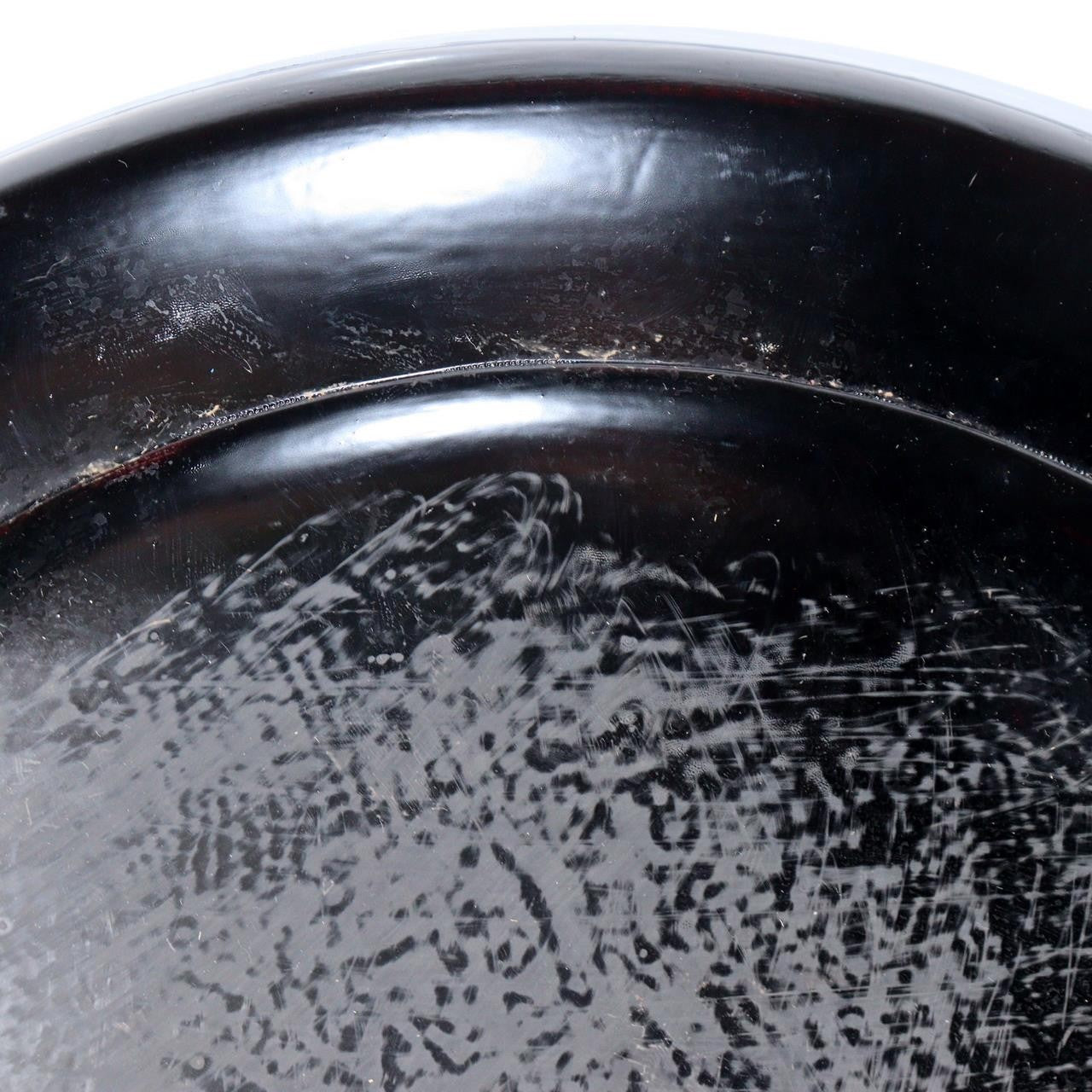 Vintage Aizu Lacquer Round Wooden Serving Tray Plates Red Black Set of 2 Japanes19