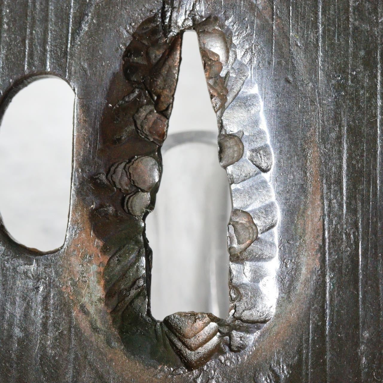 Antique Japanese Samurai Sword Guard Tsuba Fukurin Rim Ko-Kinko Style STO8810