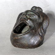 Vintage Japanese Bronze Yawning Daruma Figurine Ashtray Incense Burner Heavy0