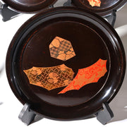 Set of 5 Japanese Lacquer Plates Juganji Temple Maki-e Gold Urushi Serving Set18