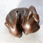 Vintage Japanese Bronze Rabbit Figurine Okimono Pair 1068g BOSa248