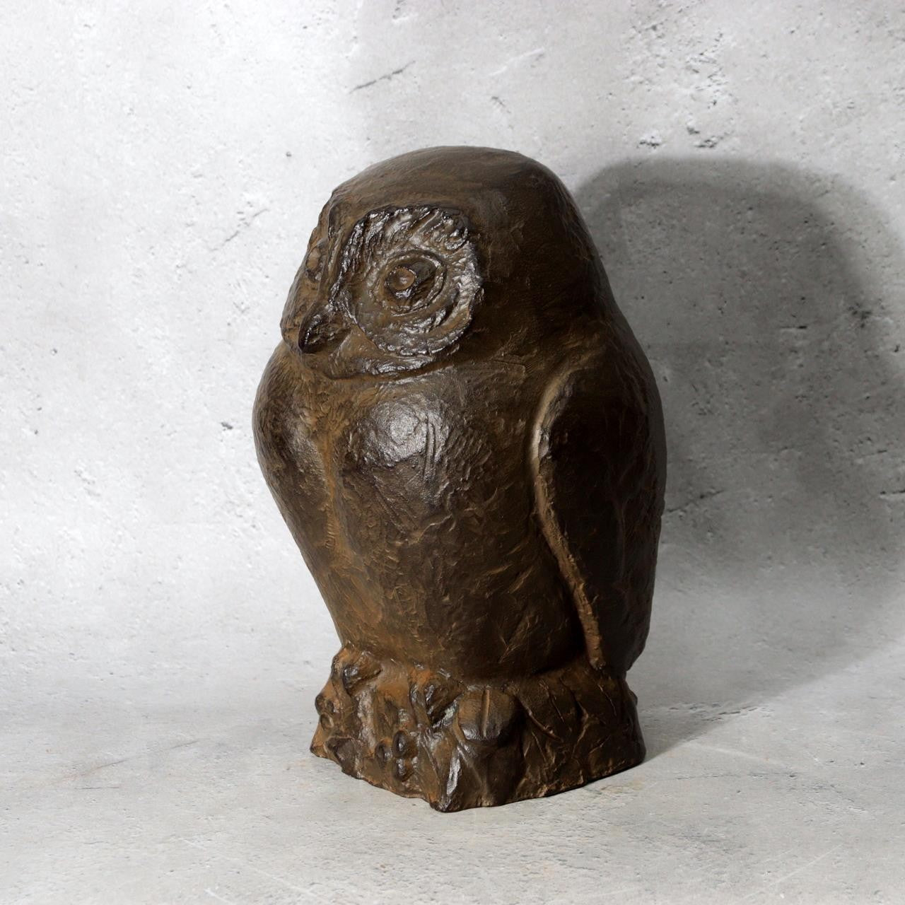 Japanese Bronze Owl Figurine Statue Okimono Hiromu Kojima 1982 Coin Bank BOSa652