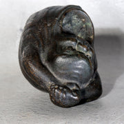Vintage Japanese Bronze Yawning Daruma Figurine Ashtray Incense Burner Heavy11