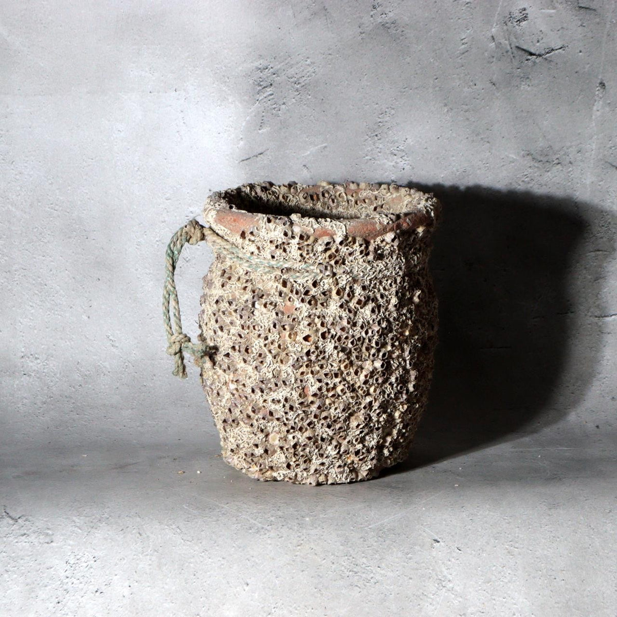 Vintage Japanese Pottery Octopus Trap Takotsubo Barnacles Rope Vase9