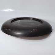 Antique Japanese Aizu Lacquer Round Oval Wooden Serving Tray Warped WO6088