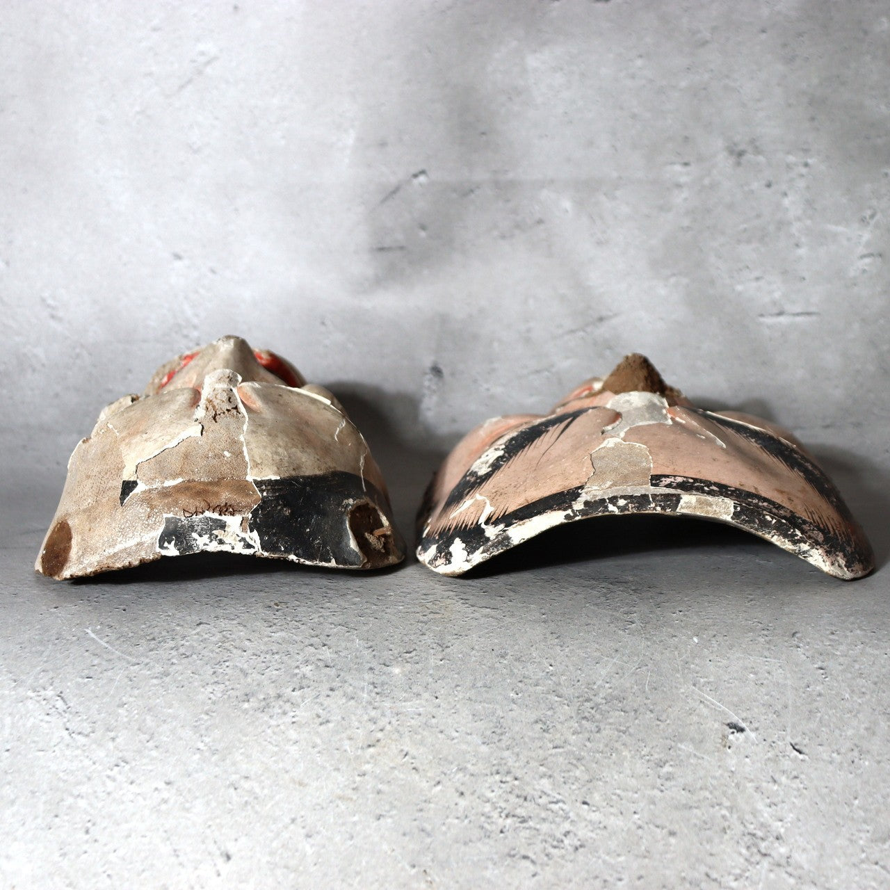 Antique Japanese Wooden Noh / Theater Masks 2pc Hannya-Type Warrior-Type MSK5337