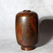Japanese Cast Bronze Vase - Naoki Hara - Signed Tomobako Box Ikebana BV7400