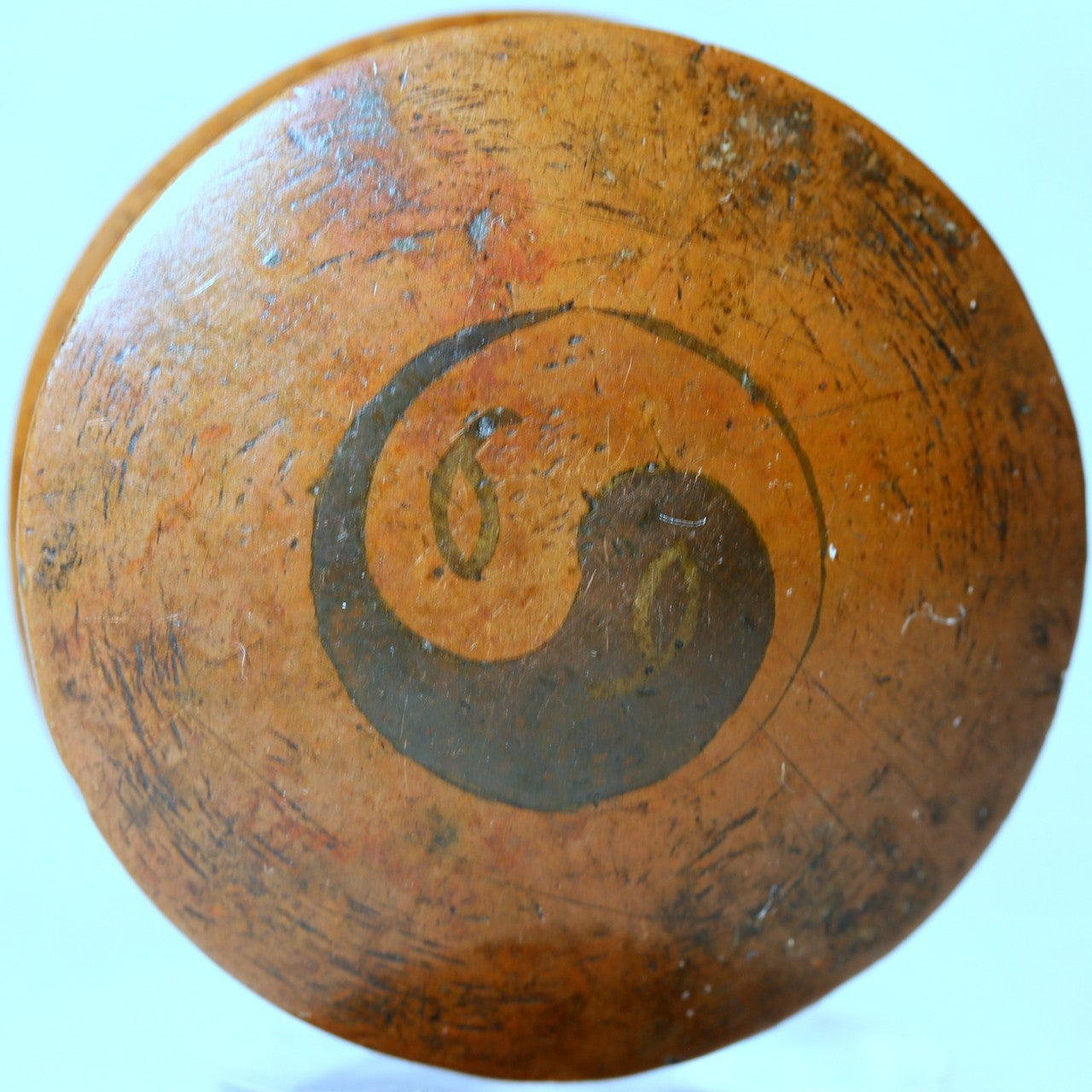 Vintage Japanese Copper Box Yin Yang Design Lidded Container Kogo Zen Decor 99g1