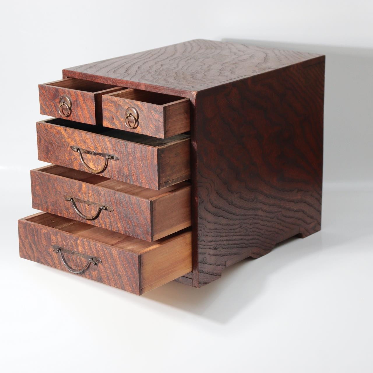 Taisho Showa Japanese Tamamoku Wood Small Chest Ko-dansu Inkstone Drawer WO6303