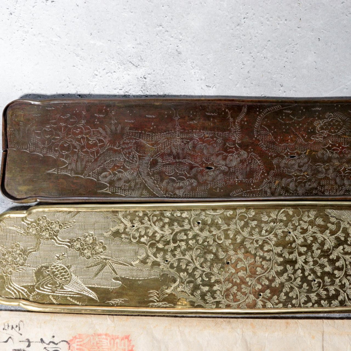 Antique Japanese Ohaguro Utensil Set – Brass Kanewatashi Traditional Teeth Blac4